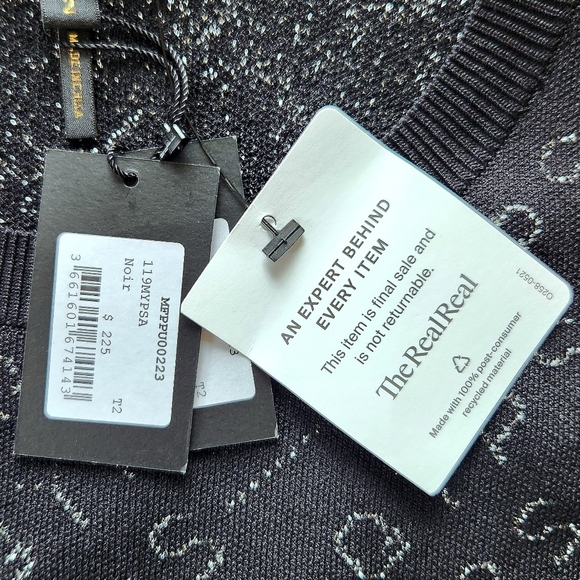 NWT Maje "Mypsa Knit Shell" Sleeveless Tank Black Silver Glitter, Women's Size 2 - Picture 7 of 11